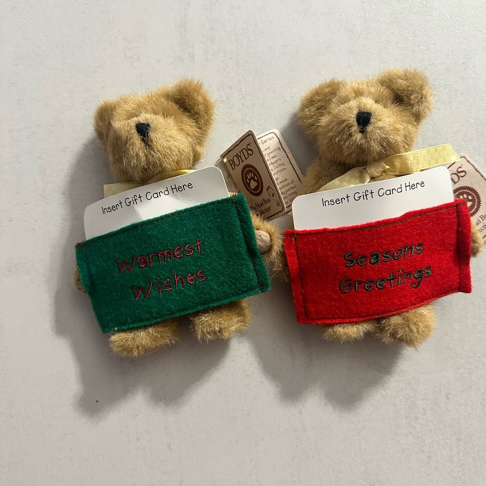 Boyds Bears Holiday Gift Card Holders - Green and Red